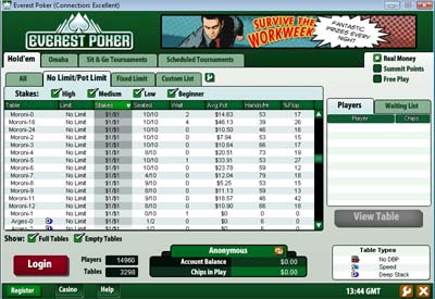 Everest Poker screenshot