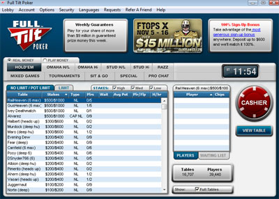 Full Tilt Rush Poker, Software