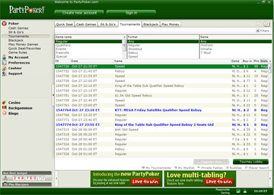 PartyPoker screenshot
