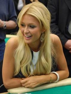 Paris Hilton playing Texas Holdem poker