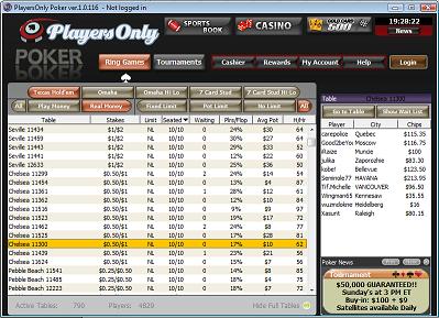 PlayersOnly poker lobby screenshot